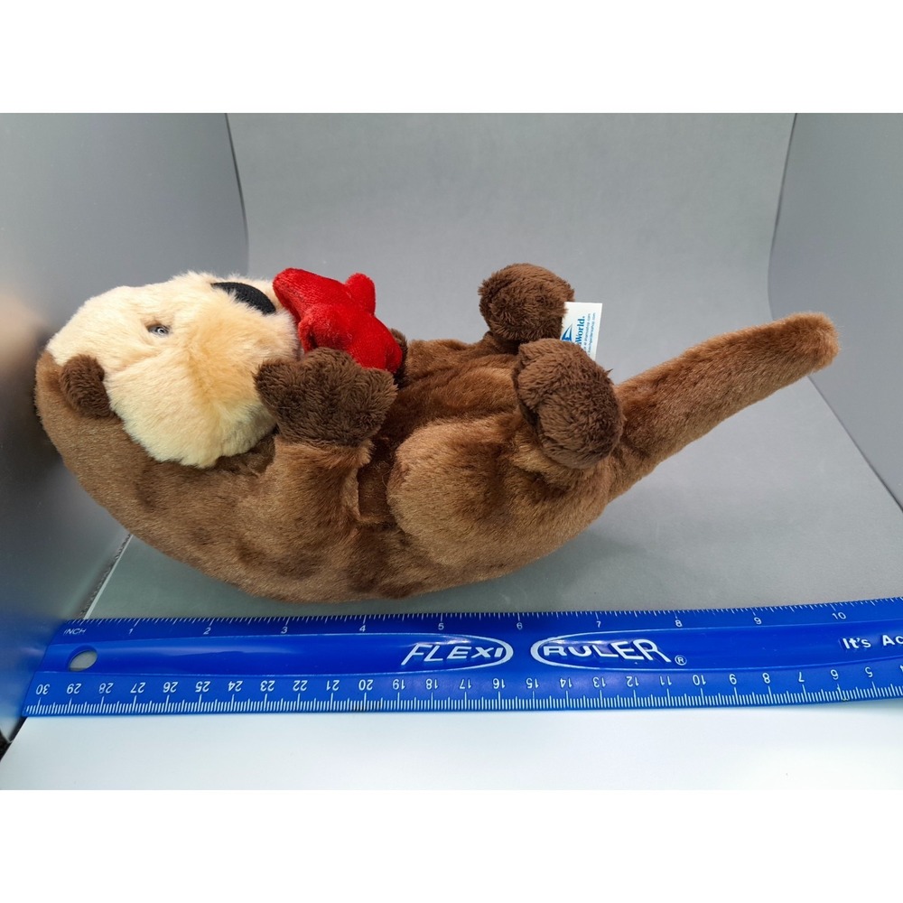 SeaWorld Otter Plush 10 in Stuffed Animal Toy Brown Holding Red Starfish Cute - Picture 7 of 7